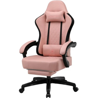 Abbildung von GTPLAYER Gaming Stuhl, Gamer Ergonomischer Bürostuhl COMHOMA Serie mit Fußstütze verstellbare Lenden und Kopfkissen, Chair Gepolstert, Sessel 150kg Belastbarkeit weiß