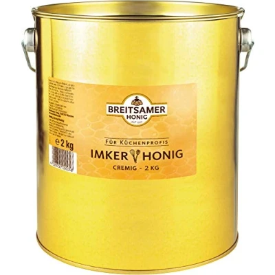Abbildung von Breitsamer Imkerhonig Blütenhonig cremig 2 kg Eimer für Küchenprofis Aromatischer Honig ideal Großverbraucher Hotels Gastronomie (1 x 2000g)