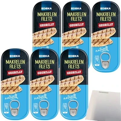 Abbildung von Edeka Gegrillte Makrelenfilets naturell 6er Pack (6x120g Dose) + usy Block