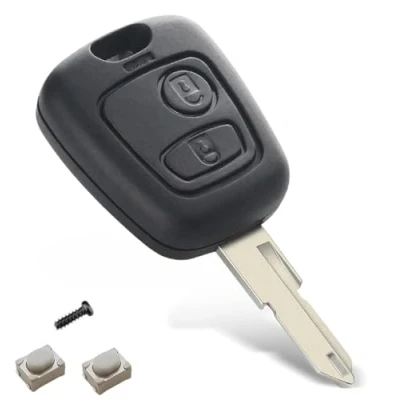 Abbildung von Autoschlüssel Hülle mit 2 Tasten, Ersatz für Peugeot 106, 107, 206, 207, 306, 307, 406, 407, Schlüsselgehäuse Klinge, Auto Fernbedienung, 107 Schlüsselanhänger