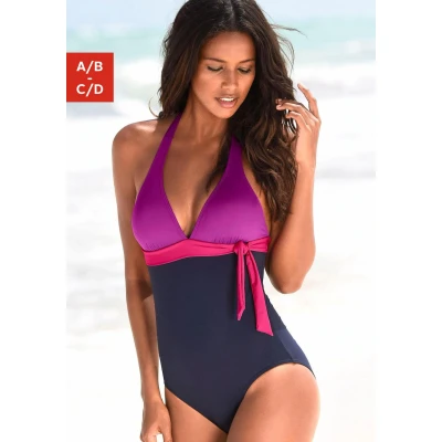 Abbildung von s.Oliver Badeanzug, Damen, Größe: 34xA/B, Marine/fuchsia
