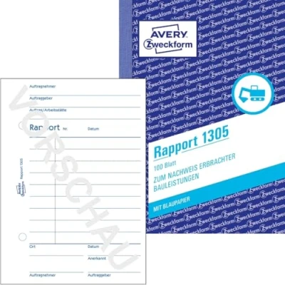 Abbildung von AVERY Zweckform 10 x Formularbuch Rapport A6 vorgelocht 100 Blatt