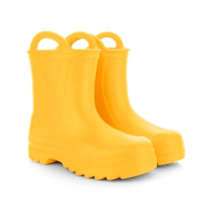 Abbildung von LEMIGO Kinder Gummistiefel Sehr Leichte Regenstiefel aus EVA Schaum mit Griff für Jungen und Mädchen 735 Doggy/Gelb, 34