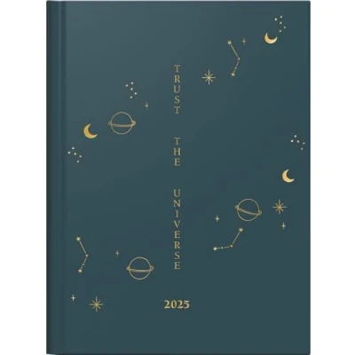 Abbildung von rido/idé Taschenkalender Young Line Mini (2025) „Universe“, 2 Seiten = 1 Woche, A6, 160 Seiten, Grafik Einband, dunkelblau