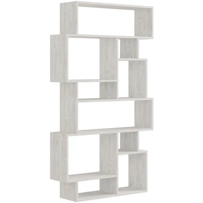 Abbildung von HOCUS PICUS Karmato Holz Bücherregal mit 10 Etagen Modernes Standregal für Schlafzimmer, Büro, Wohnzimmer Vertikale und Horizontale Nutzung 96 x 26 169 cm Altweiß