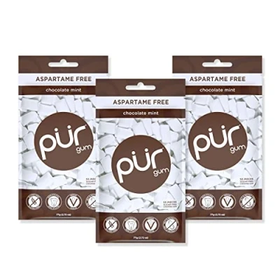 Abbildung von Pur Gum Zuckerfreier Kaugummi 100% Xylit Vegan, Aspartamfrei, Glutenfrei &amp; Diabetikerfreundlich Natürlicher Mit Chocolate Mint Geschmack, 55 Stück (3er Pack)