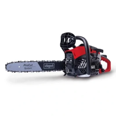 Abbildung von Scheppach Benzin Kettensäge PCS38 mit 35cm Schwertlänge &amp; Easy Start 2 Takt Motor 1,8PS Leistung 33,5cmØ Schnittstärke 21 m/s Schnittgeschwindigkeit 37,2cm3 Hubraum autom. Kettenschmierung