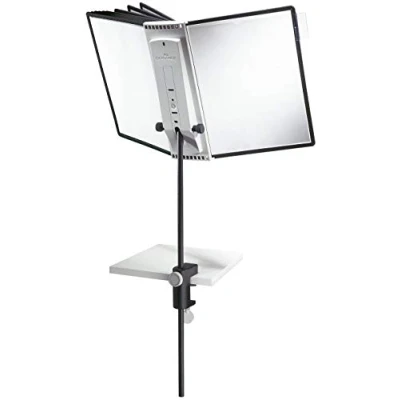 Abbildung von Durable Sherpa Tischhalter mit 10 Sichttafeln A4, Stativ Tischklemme, schwarz, 581800