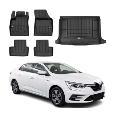 Abbildung von OMAC Fußmatten &amp; Kofferraumwanne Set kompatibel mit Renault Megane 2015 2024 Gummi TPE 5X