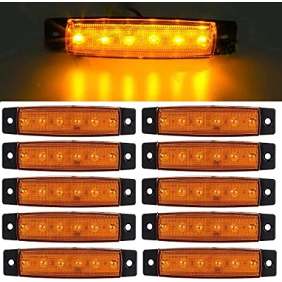 Abbildung von GSRECY 10 Stück 3,8&quot; 6 Led Side Marker Trailer Lights Für LKW, EMARK CE Diy Licht, Rear Light, Truck Cab Lights, RV Light (24V, Gelb)