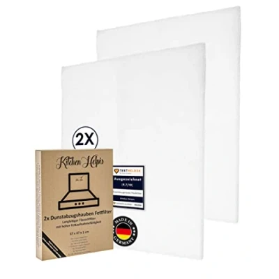 Abbildung von Kitchen Helpis® 2 Stück Dunstabzugshaube Fettfilter, 57x47x1 cm Fett Filter Dunstabzugshaube, individuell zuschneidbar, Abzugshaube Filter, Fettfilter für Dunstabzug