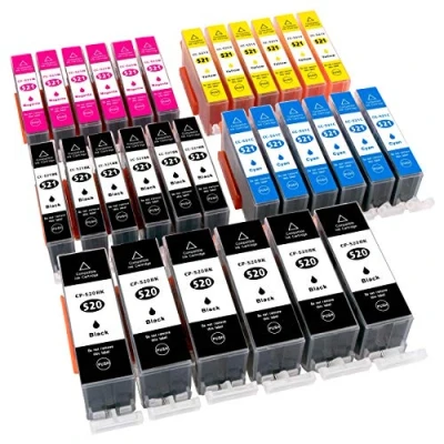 Abbildung von ESMONLINE komp. Druckerpatronen als Ersatz zu Canon PGI 520 / CLI 521 für Pixma MP 540 550 560 620 630 640 980 990 MX 860 870 iP 3600 4600 4700 (30er Set)