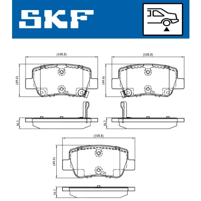Abbildung von SKF VKBP 90458 A Bremsbelagsatz mit akustischer Verschleißwarnung