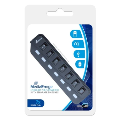 Abbildung von Mediarange USB 2.0 Hub 1: 7 mit separatem Schalter, Bus powered