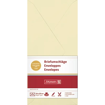 Abbildung von 5 x Brunnen Briefumschläge DINlang Seidenfutter 80g/qm chamois VE=10 S