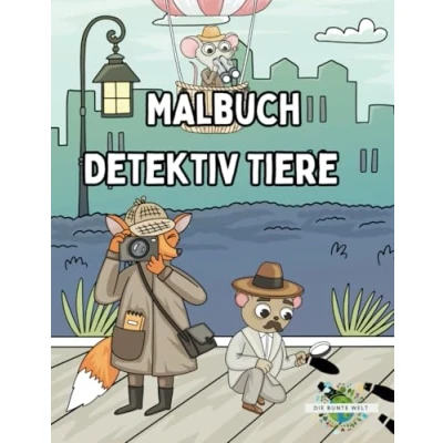 Abbildung von Detektiv Tier Malbuch für Kinder und Erwachsene: 30 Handgemalte Tiere