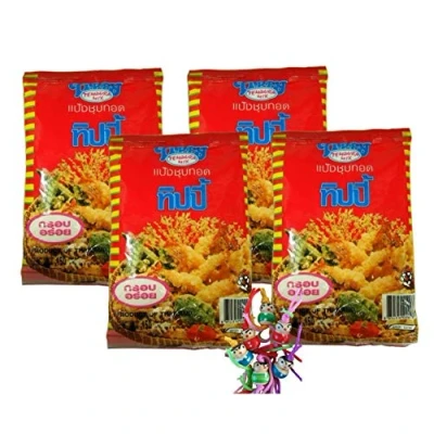Abbildung von yoaxia ® 4er Pack [ 4x 150g ] TIPPY Tempura Mix / Mehl Paniermehl Panade + ein kleiner Glücksanhänger gratis