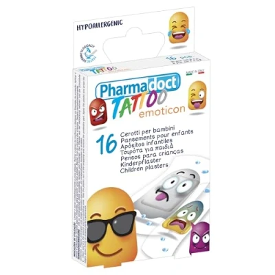 Abbildung von Pharmadoct Tattoo Kinderpflaster, 2 verschiedene Größen — 1 Schachtel mit 16 Pflastern