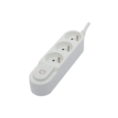 Abbildung von CHACON Design Leiste, 3 x 16 A, mit Schalter und Flachstecker, 1,5 m, Weiß