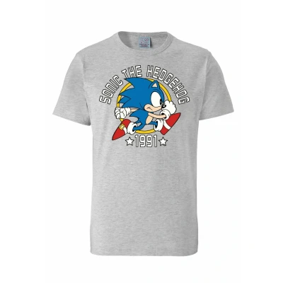 Abbildung von Logoshirt Sonic THE Hedgehog Tshirt print, Damen, Größe: Large, Grau meliert