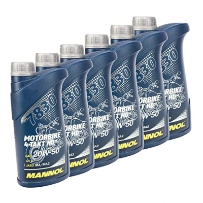 Abbildung von Motoröl Motorbike 4 Takt SAE 20W 50 MANNOL HD API SL 6 X 1 Liter für BM W Ducati Harley Davidson Moto Guzzi