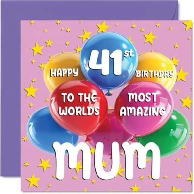 Abbildung von Geburtstagskarte zum 41. Geburtstag der Mutter World&#039;s Most Amazing Mum Happy 41st Birthday Card for from Daughter Son, 145 mm x mm, Alter 41