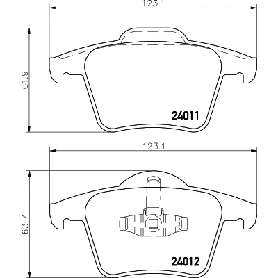 Abbildung von HELLA 8DB 355 010 801 Bremsbelagsatz nicht für Verschleißwarnanzeiger vorbereitet VOLVO: XC90 I