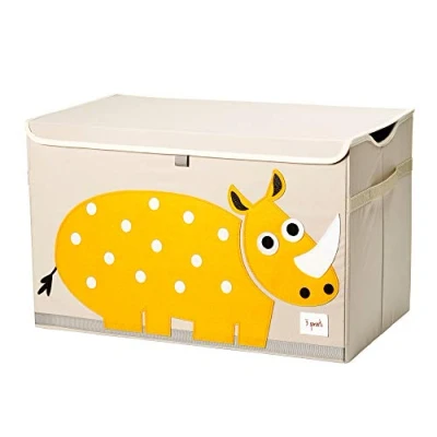 Abbildung von 3 Sprouts Spielzeugkiste mit Deckel Aufbewahrungsbox für Kinderzimmer, Spielzeugbox Kinder, Spielzeug Kiste Nashorn