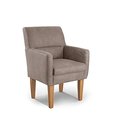 Abbildung von CAVADORE Diningsessel Kira / Polstersessel für Küche, Esszimmer oder Wohnküche in Lederoptik Passend zur Küchengarnitur 66 x 96 71 Hochwertiges Mikrofaser: Beige