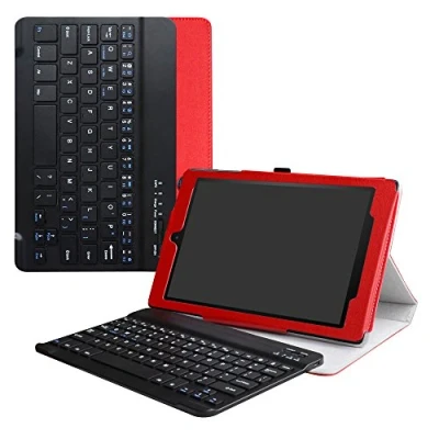 Abbildung von LiuShan for Amazon Fire HD 10 hülle,Abnehmbare Tastatur(QWERTY, englisches Layout) hülle mit Ständer für Tablet(5th /7th /9th Generation) 10.1&quot; Tablet,Rot