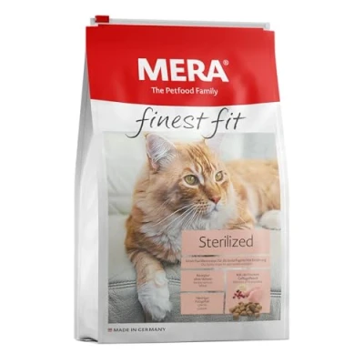 Abbildung von MERA finest fit Sterilized, Katzenfutter trocken für sterilisierte oder kastrierte Katzen, Trockenfutter aus frischem Geflügel und Reis, fettarmes Futter ohne Zucker (4 kg)