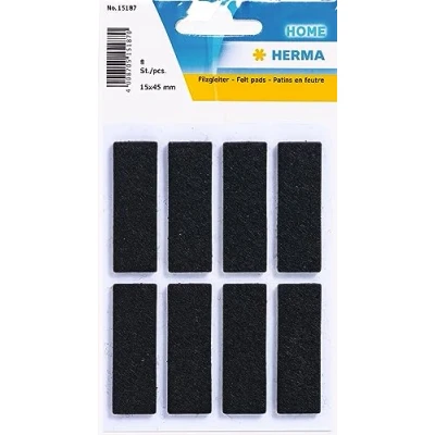 Abbildung von HERMA 15187 Filzgleiter Selbstklebend Schwarz Rechteckig, 6 Stück, 15 x 45 mm, Möbelgleiter für Stühle Möbel, Bodengleiter aus Filz Laminat Parkett Hartholzböden