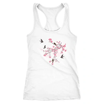 Abbildung von Neverless Tanktop Damen Tank Top Cherry Tree Birds Kirschblüten Vögel Racerback Neverless®