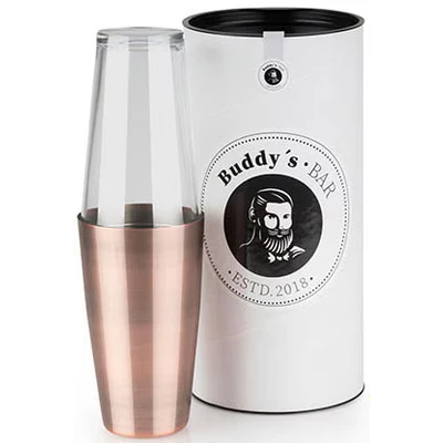 Abbildung von Buddys Cocktail Shaker &quot;Buddy&#039;s Bar Boston&quot;, 700 ml Becher + 400 Glas, Kupfer antik