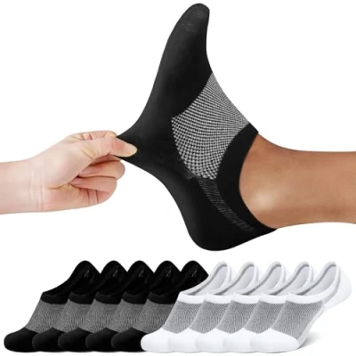 Abbildung von FALARY Sneaker Socken Damen 35 38 Kurze 10 Paar Füßlinge Herren Schwarz Weiß Füsslinge Unsichtbar No Show socks Sneakersocken