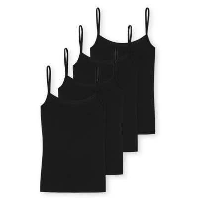 Abbildung von Schiesser 4ER PACK Essentials Unterhemd/shirt, Damen, Größe: 44, Schwarz