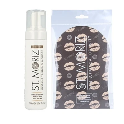 Abbildung von St. Moriz Sofortiger Selbstbräunungsschaum, mittlerer Schaum, 200 ml &amp; 1 Handschuhe Bronzing Applikatoren
