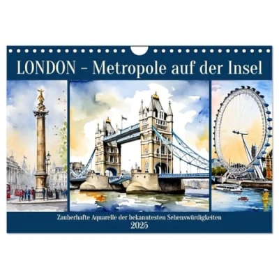 Abbildung von London Metropole auf der Insel (Wandkalender 2025 DIN A4 quer), CALVENDO Monatskalender
