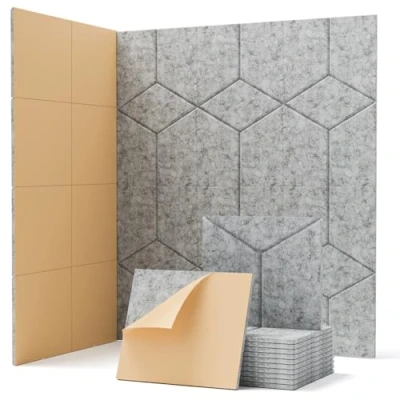 Abbildung von Soundsbay Akustikplatten Selbstklebend 12 Stück, Schallabsorber, Schallschutz, Schalldämmung Wand tür Decken, Akustikpaneele für Akustische Behandlung und Wanddekoration 30x26x0.9cm (Silbergrau)