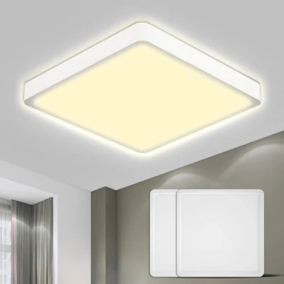 Abbildung von LQWELL Deckenleuchte LED Deckenlampe,Badlampe Quadrat Flach 2 Stück, fest integriert, 18W 1600LM Modern Schlicht Lampe Dünn, 220 * 24mm, für Wohnzimmer Badezimmer Schlafzimmer Küche Flur Keller Büro