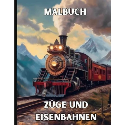 Abbildung von Zug Malbuch: Eisenbahn und Lokomotive Aktivitätsbuch Malvorlagen für Erwachsene, Jugendliche &amp; Kinder 85 Ausmalbilder Entspannendes Hobby, ... Entdecke die Welt der Züge: Malbuch