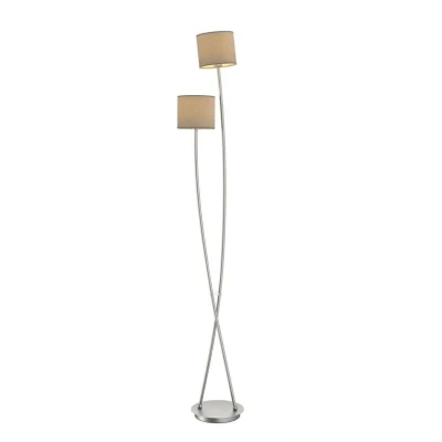 Abbildung von Lucande Stehlampe Juljana, Leuchtmittel nicht inklusive, Modern, Stoff, Metall, taupe, nickel satiniert, 2 flammig, E14, Textil