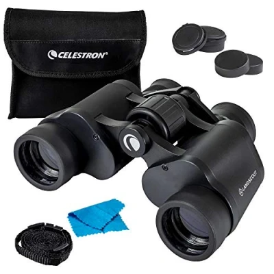 Abbildung von Celestron 72356 LandScout 7 x 35 mm Wasserbeständiges Porroprismenfernglas mit griffiger Gummioberfläche, vergüteter Linse, K9 optischem Glas, Halsriemen und weicher Tragetasche, schwarz