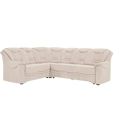 Abbildung von Cavadore Ecksofa Bansa mit Federkern / Polstercouch im klassischen Design inkl. Bettfunktion 265 x 94 215 Mikrofaser Creme
