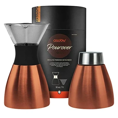 Abbildung von Asobu PourOver, Kaffeemaschine mit Kanne, Schwarz, Kupfer, Edelstahl, 1 Stück(e)