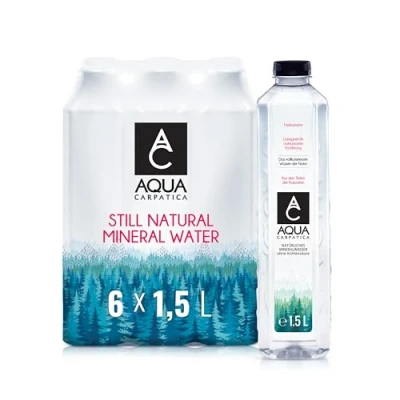 Abbildung von AQUA CARPATICA 1.5L x 6 Still Water Premium Natürliches Mineralwasser, Mit Natürlichen Elektrolyten, 100% Recycelbar, BPA Frei, Ohne Kohlensäure, Perfekt für die Zubereitung von Babynahrung