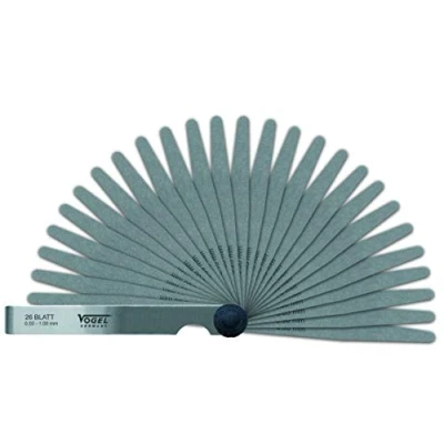 Abbildung von Vogel Germany Fühlerlehren Satz (21 Blatt, Messbereich: 0.05 2,00 mm, aus gehärtetem Federstahl, konische Blattform, 100 mm lang) 411009