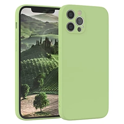 Abbildung von EAZY Case Silikonhülle für iPhone 12 Pro Hülle Silikon Grün weich stoßfeste Handyhülle Schutzhülle mit Kameraschutz Dünn Premium Schutz Cover TPU Phone Bumper in Pastellgrün