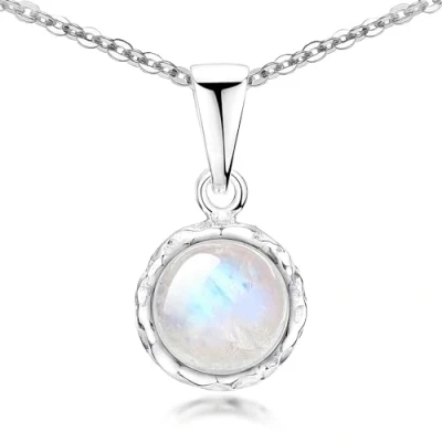 Abbildung von Materia Runder Anhänger Damen Mondstein Heilstein Ø18mm KA 67, Fassung aus 925 Sterling Silber