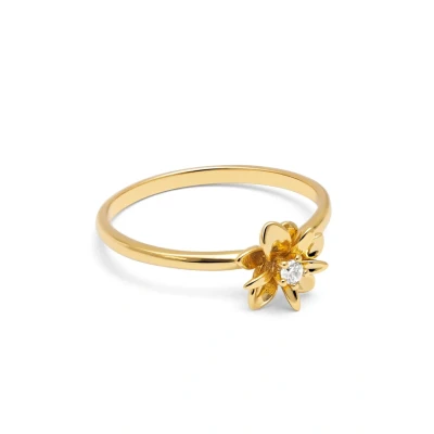 Abbildung von SINGULARU Ring Gardenia. Messing mit 18K vergoldung und Zirkonia. Schmuck für Damen. Ringgröße 50.